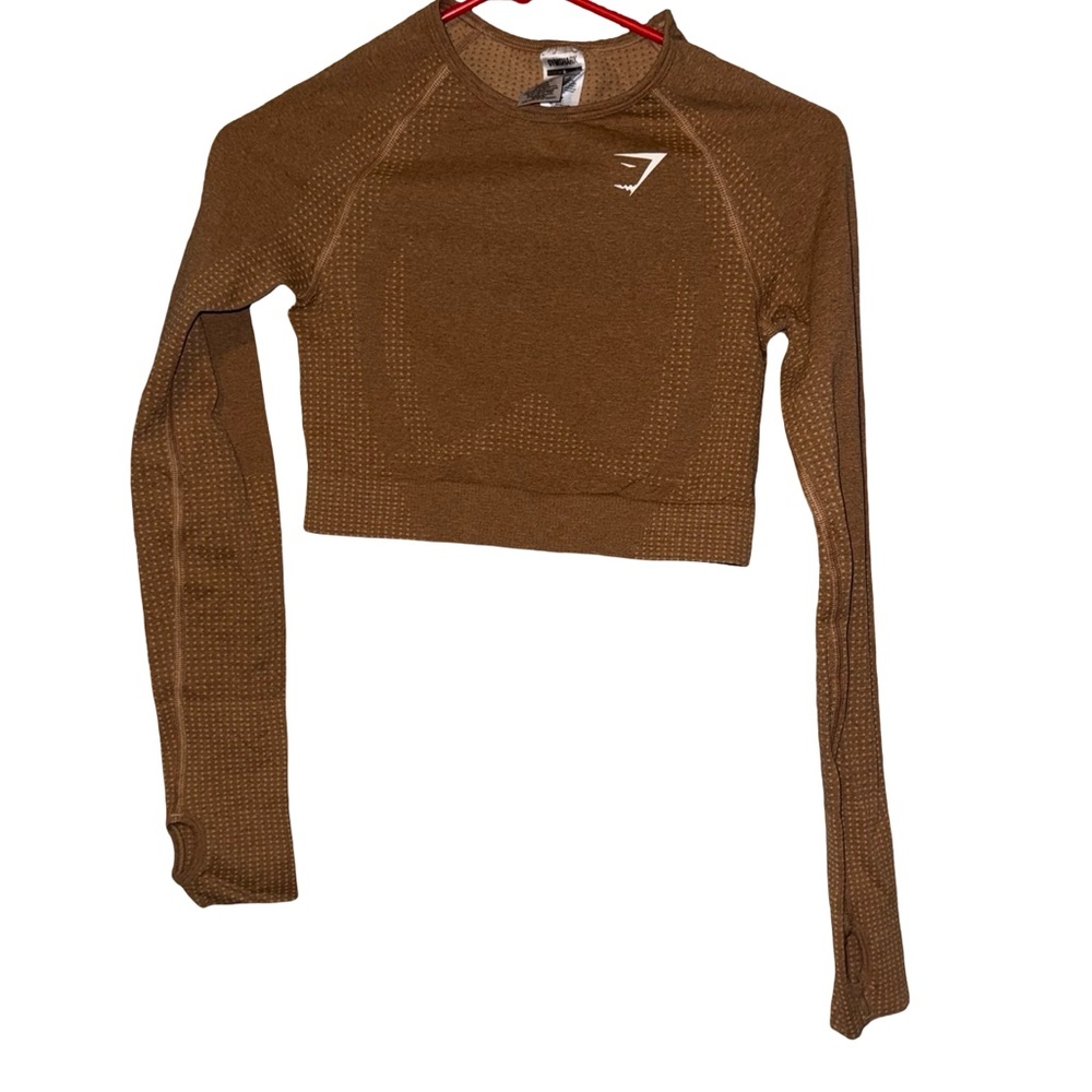 Gymshark Brown Seamless Long-Sleeve Crop Top
